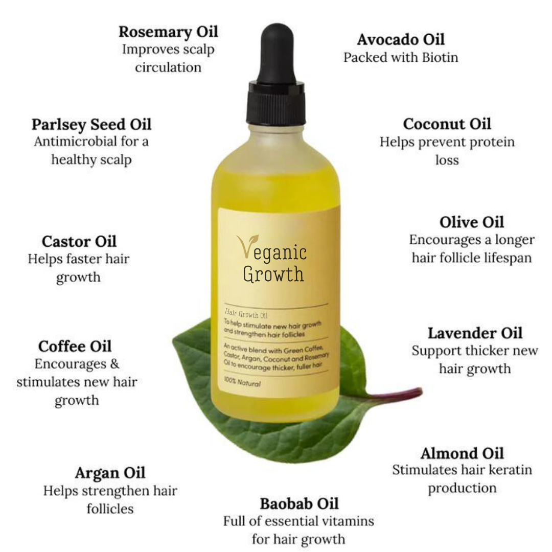 Veganic Growth™ Natural Hair Growth Oil - Buy 1 Get 1 Free