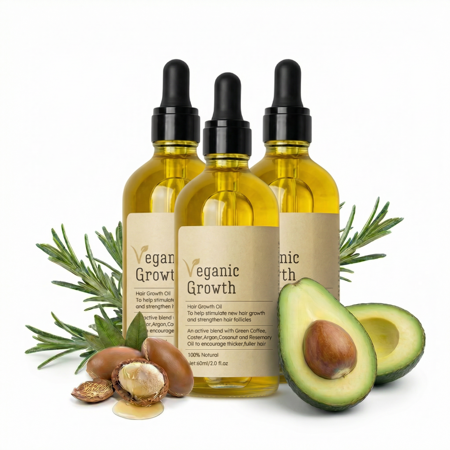 Veganic Growth™ Natural Hair Growth Oil - Full Treatment Bundle