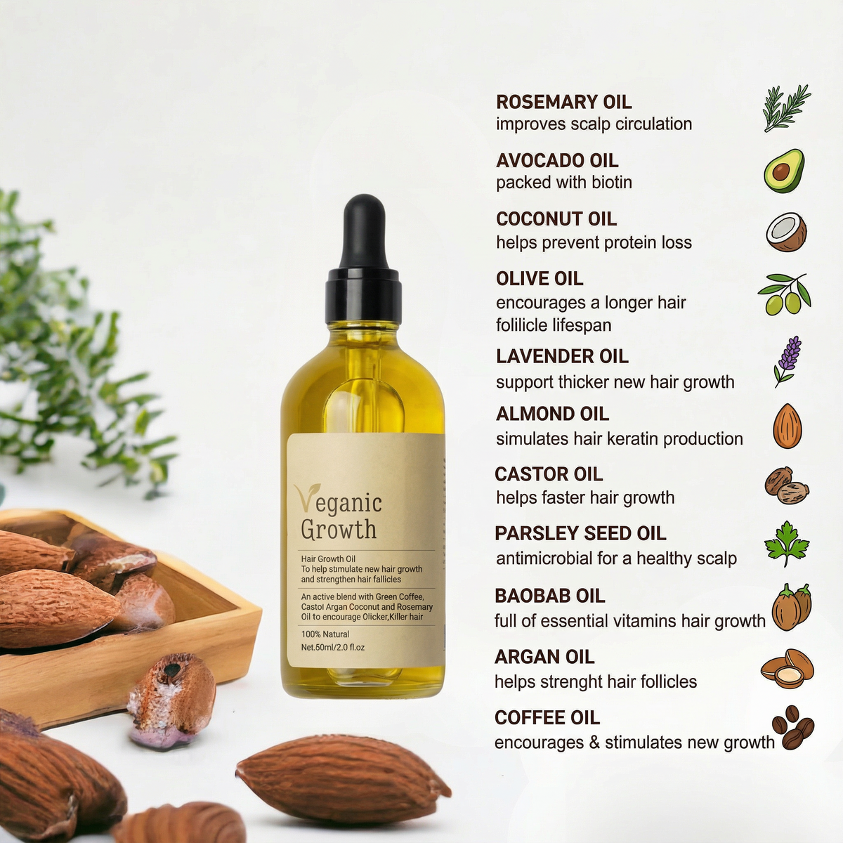 Veganic Growth™ Natural Hair Growth Oil - Full Treatment Bundle